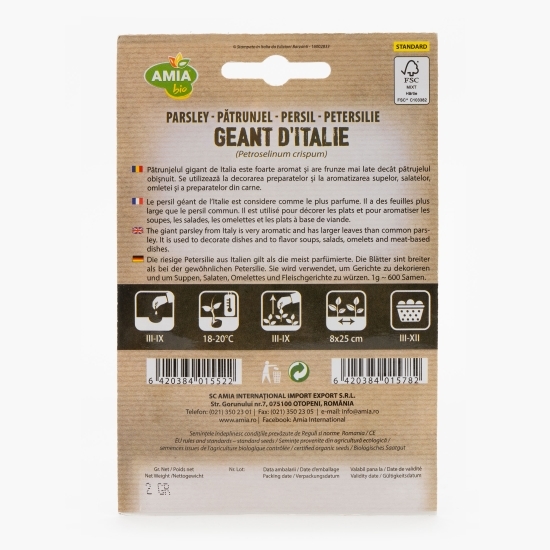 Semințe de pătrunjel de Italia 2g