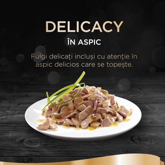 Hrană umedă pentru pisici adulte, 85g, cu ton în aspic Delikatesse
