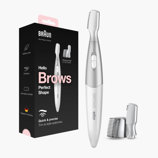 Trimmer de precizie pentru sprâncene FG1106, încărcare pe baterie, alb/argintiu