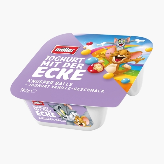 Iaurt mix Tom&Jerry vanilie, cu biluțe colorate crocante 140g