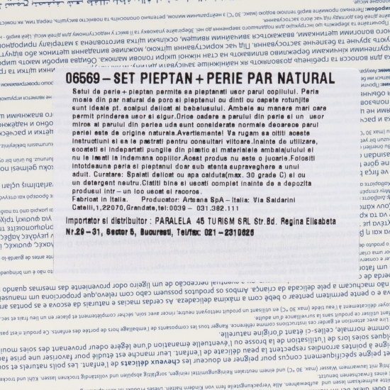 Set pieptăn + perie din păr natural pentru copii, roz, +0 luni