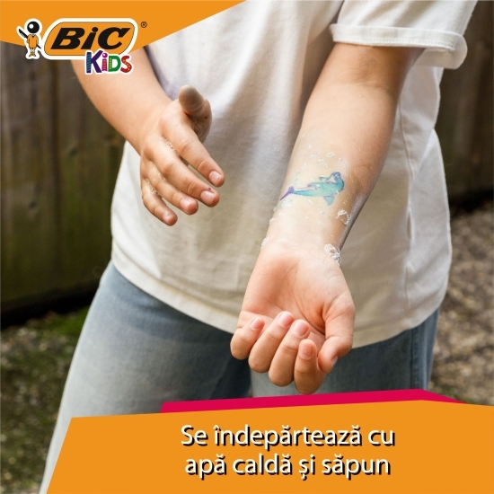 Tatuaje temporare Kids 5 markere + 10 șabloane, 6+ ani