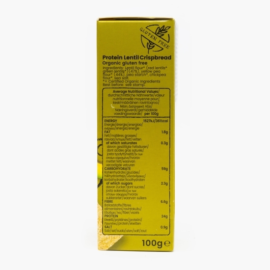 Pâine crocantă proteică eco din linte, fără gluten 100g