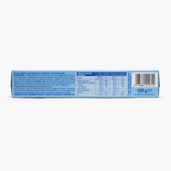 Biscuiți cu tabletă de ciocolată cu lapte, fără zahăr, 126g
