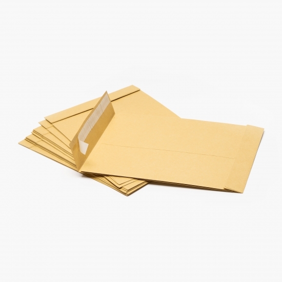 Set 10 plicuri documente cu burduf, B4, siliconic, hârtie kraft, 250x353x40 mm