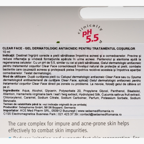 Gel dermatologic antiacneic tratament coșuri 10ml