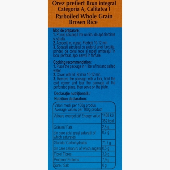 Orez prefiert brun integral, 4 săculeți x 100g