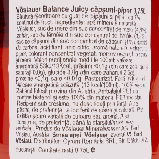 Băutură carbogazoasă cu căpșuni și piper 0.75l
