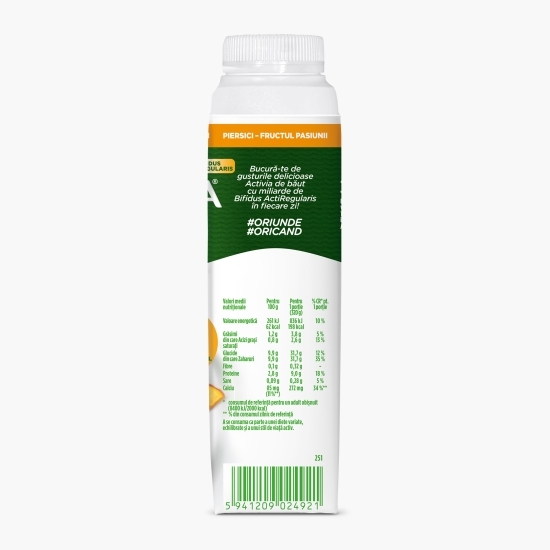 Iaurt de băut cu piersici și fructul pasiunii 320g