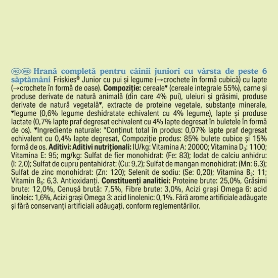Hrană uscată pentru câini Junior, 2.4kg, cu pui și legume
