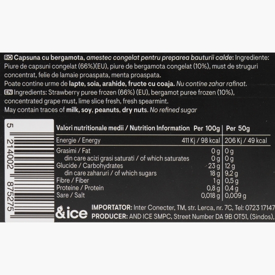 Băutură caldă din piure de căpșuni și bergamotă 50g