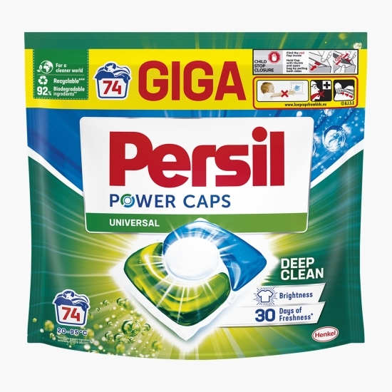 Detergent de rufe capsule Power Caps Universal, Deep Clean, 74 spălări, 1036g