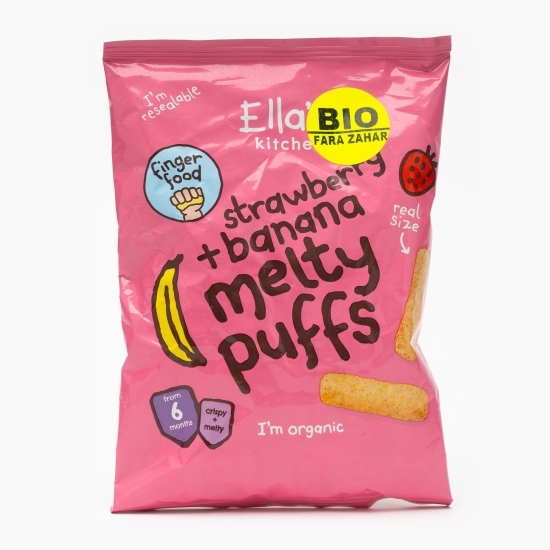 Pufuleți naturali eco cu căpșuni și banane, +6 luni, 20g