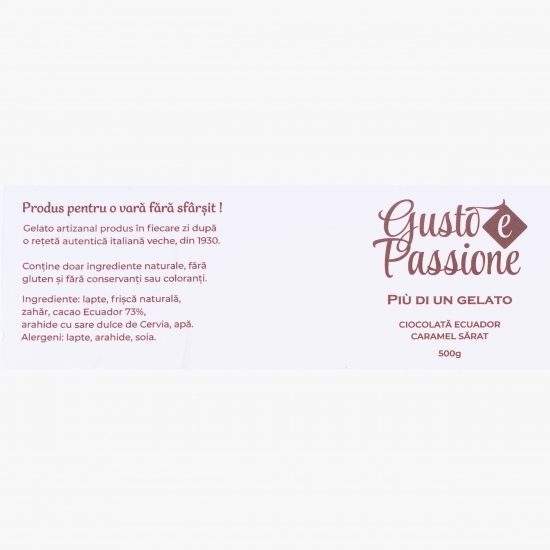 Înghețată italiană artizanală (gelato) ciocolată Ecuador și caramel sărat 500g