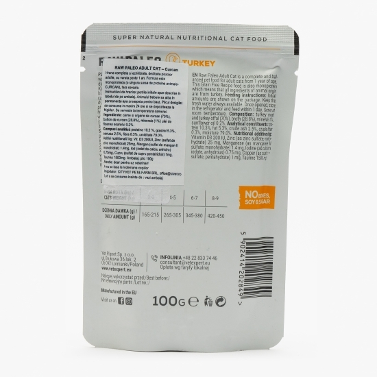 Hrană umedă pentru pisici adulte, 100g, cu carne de curcan