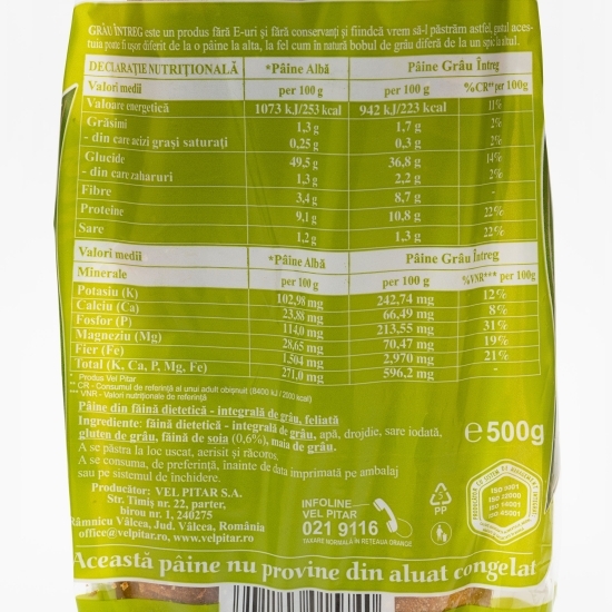 Pâine Grâu Întreg 500g