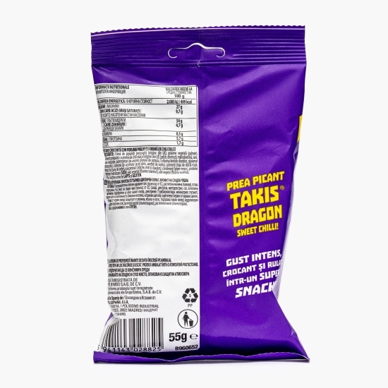 Snacks din porumb cu aromă de chili dulce Dragon Sweet Chilli, 55g