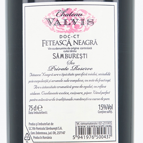 Vin roșu sec Fetească Neagră, 15%, 0.75l