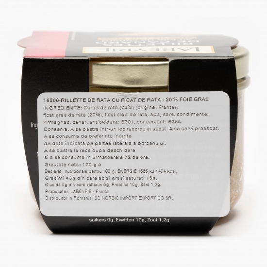 Rillettes de rață 20% foie gras 170g