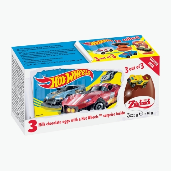 Ouă de ciocolată cu surprize Hot Wheels, 3x20g, 60g