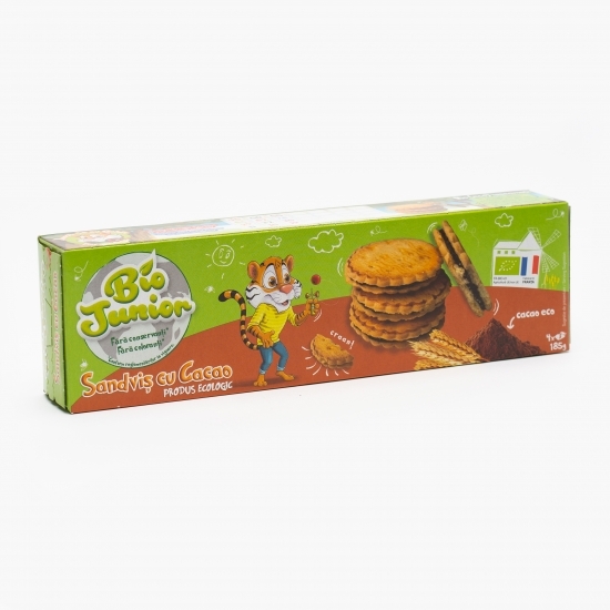 Biscuiți sandwich eco cu cremă de cacao 185g