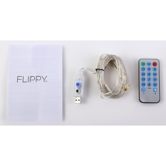 Instalație Crăciun, 10m, 100 LED-uri, multicolor, telecomanda 8 funcții, USB, fir cupru, liniar