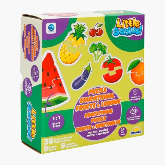 Puzzle educațional cu fructe și legume, 2+ ani