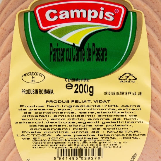 Parizer cu carne de pasăre, feliat 200g