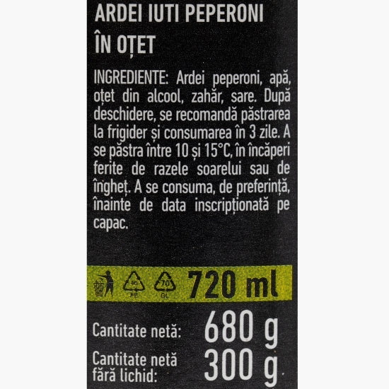 Ardei iuți peperoni în oțet, Gourmet, 680g