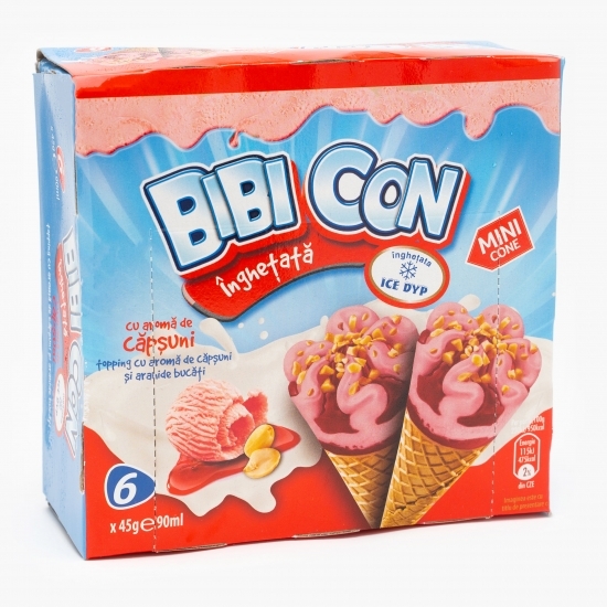 Înghețată cu căpșune la cornet 6x90ml
