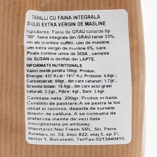 Taralli cu făină integrală 200g