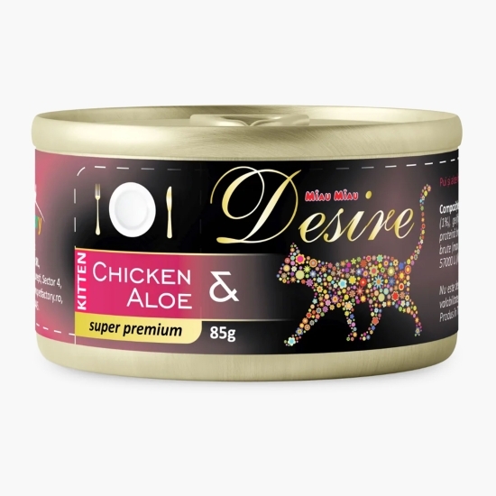 Hrană umedă pentru pisici junior, cu pui file și aloe 85g