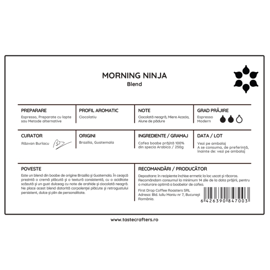 Beandrops Morning Ninja Blend 250g cafea de specialitate boabe