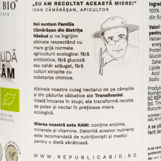 Miere crudă de salcâm ecologică 700g