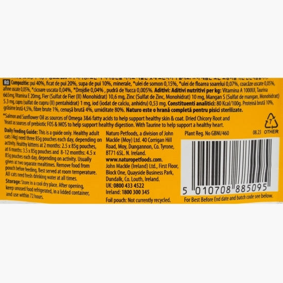 Hrană umedă pentru pisici sterilizate de interior, pate de pui, 85g