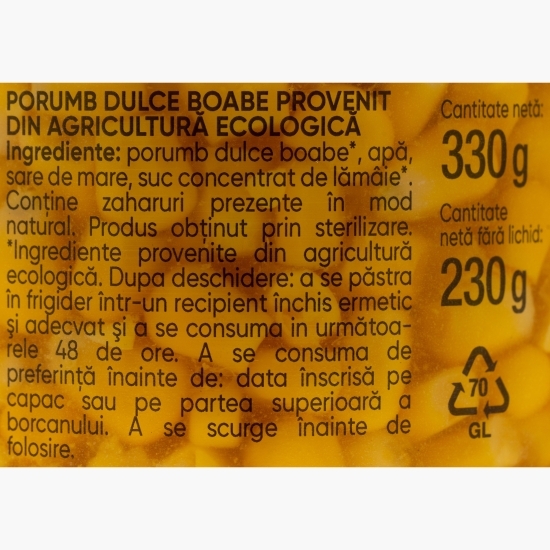 Porumb dulce boabe eco 330g