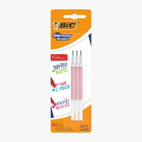 Set 3 rezerve pentru Roller Gelocity Illusion cu gel termosensibil roșu