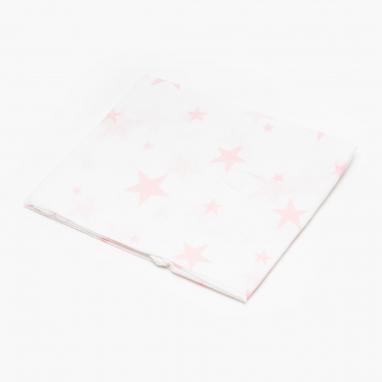 Scutec pled muselină Pink Stars, 80x80cm