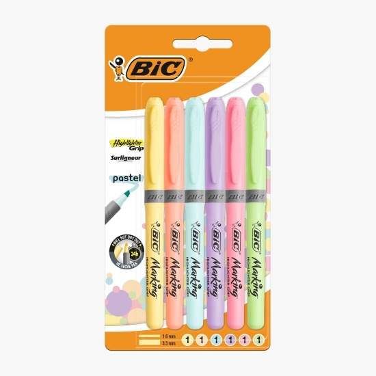 6 evidențiatoare Brite Liner Grip Pastel