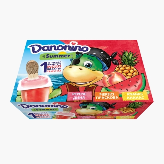 Brânzică de vaci pentru copii cu piure de pepene, piersici și ananas 6x50g