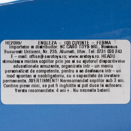 Engleză Nivel simplu 100 cuvinte-Ferma 4+ ani