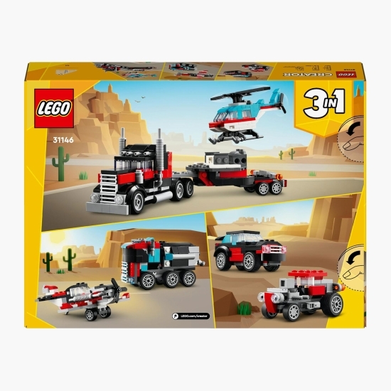 Camionetă-platformă cu elicopter, 31146 Creator 3 în 1, 270 piese,  +7 ani