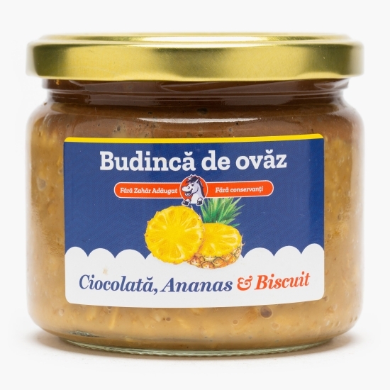 Budincă de ovăz cu ciocolată, ananas și biscuit, fără zahăr adăugat 300g