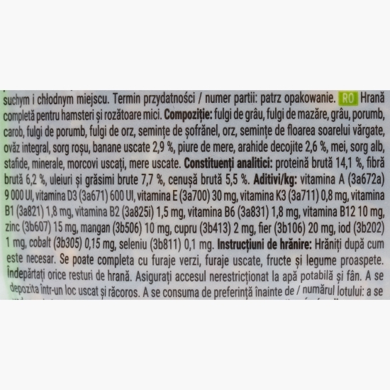 Hrană completă pentru hamsteri și mici rozătoare, 900g
