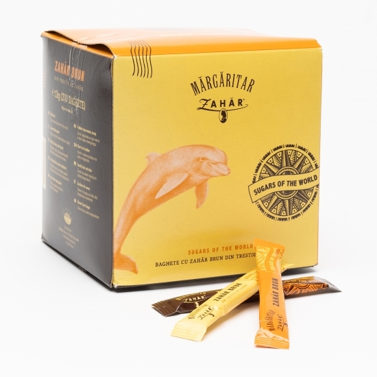 Zahăr brun la plic, 1kg (200 baghete)
