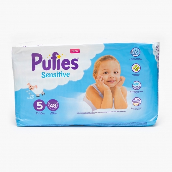 Scutece Sensitive, 5 Junior, Maxi Pack, 11-16kg, 48 buc