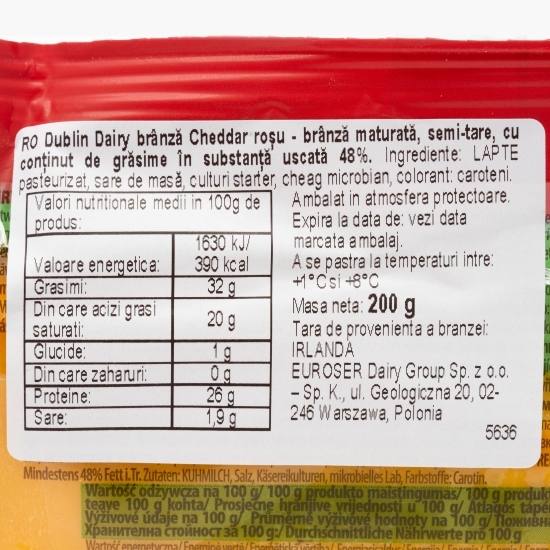 Brânză Irish Cheddar Red (roșu) 200g