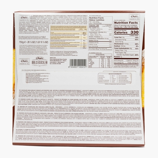 Pandoro cu cremă de ciocolată de alune 750g