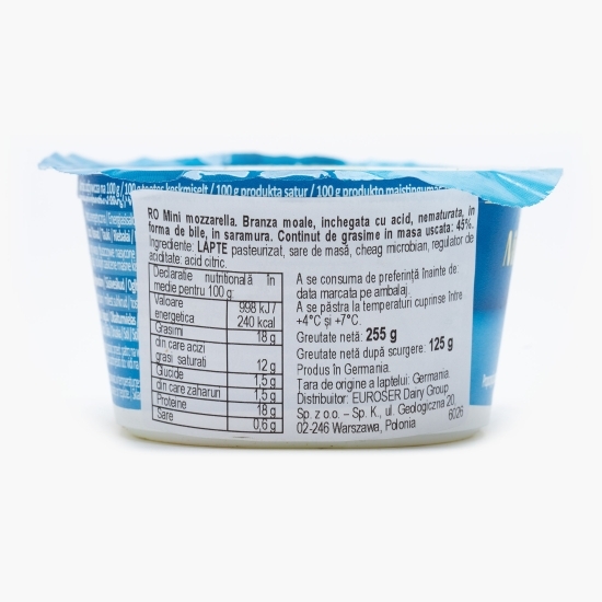 Brânză Mozzarella mini în saramură 125g