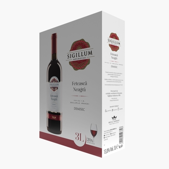 Vin roșu demisec Fetească Neagră, 13%, bag in box 3l